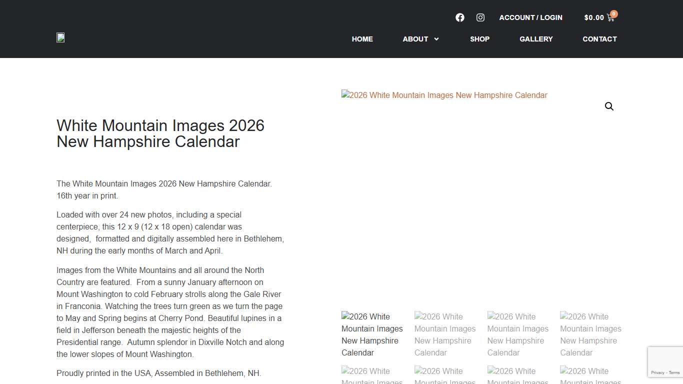 White Mountain Images 2026 New Hampshire Calendar – White Mountain Images by Chris Whiton