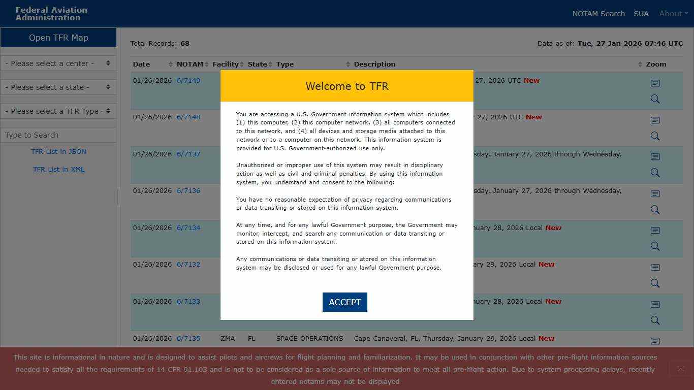 Federal Aviation Administration - Graphic TFRs